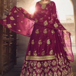 Jacquard Fabric Embroidery Work Designer Sharara Top Lehenga