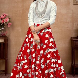 Party Wear Indo Western Top And Printed Skirt