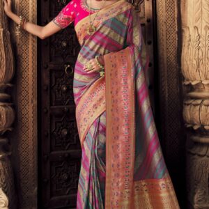 Silk Fabric Weaving Work Saree With Embroidered Blouse