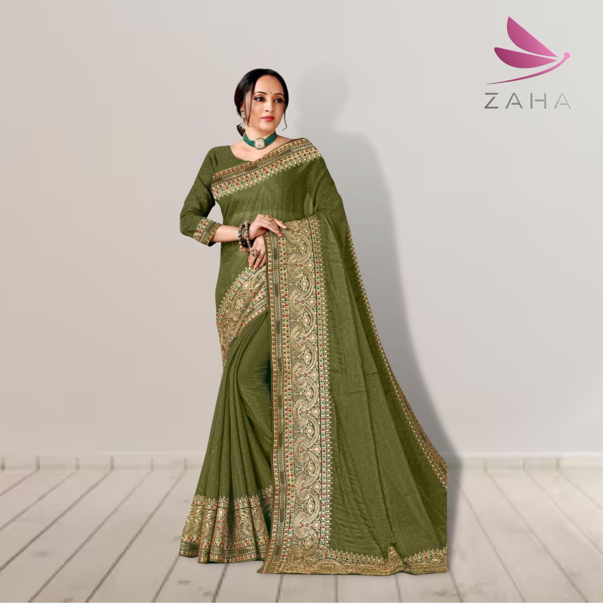 Gold Coin Shiroshke Heavy Zarkan Work Sarees