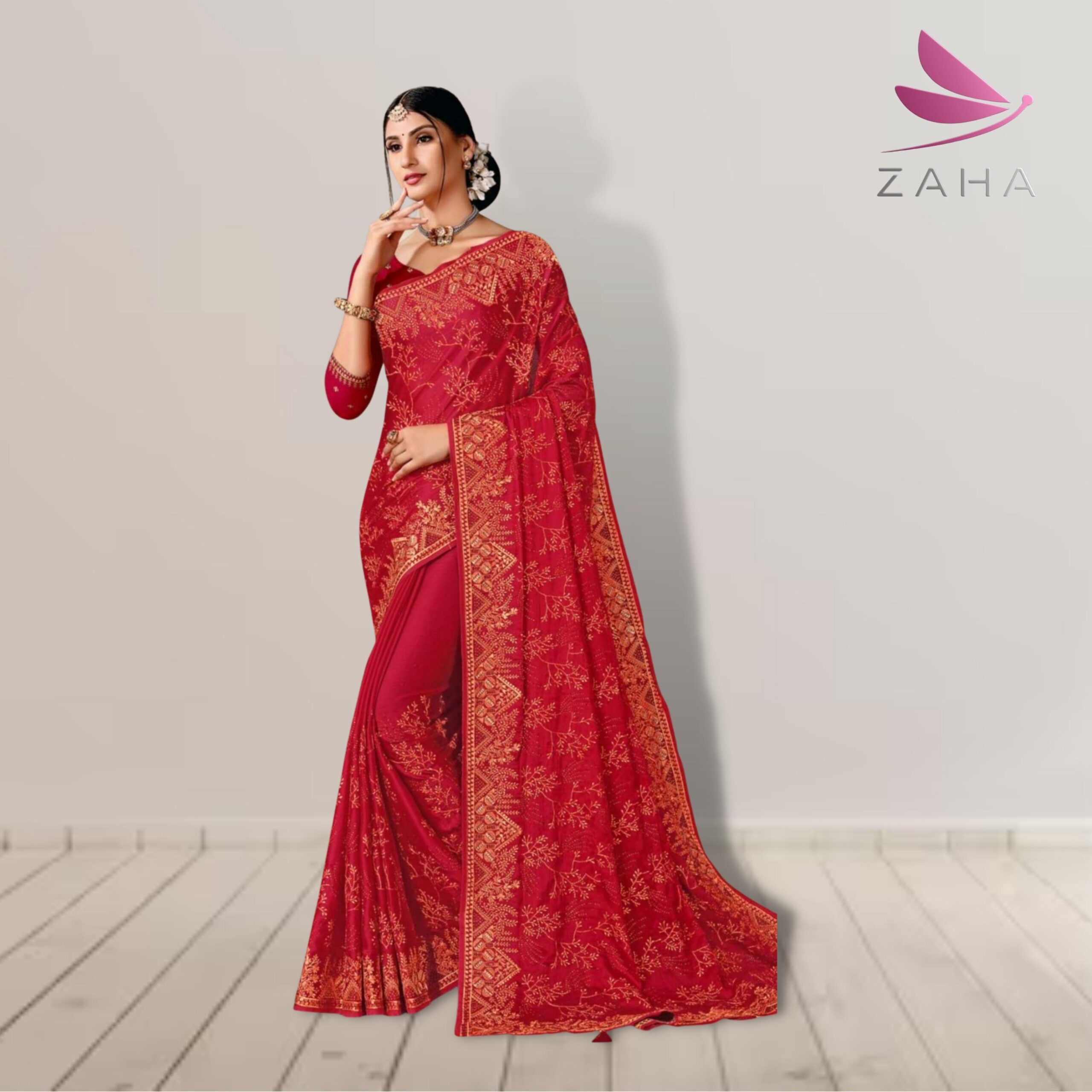 Satin Chiffon Shiroshke Heavy Zarkan Work Sarees