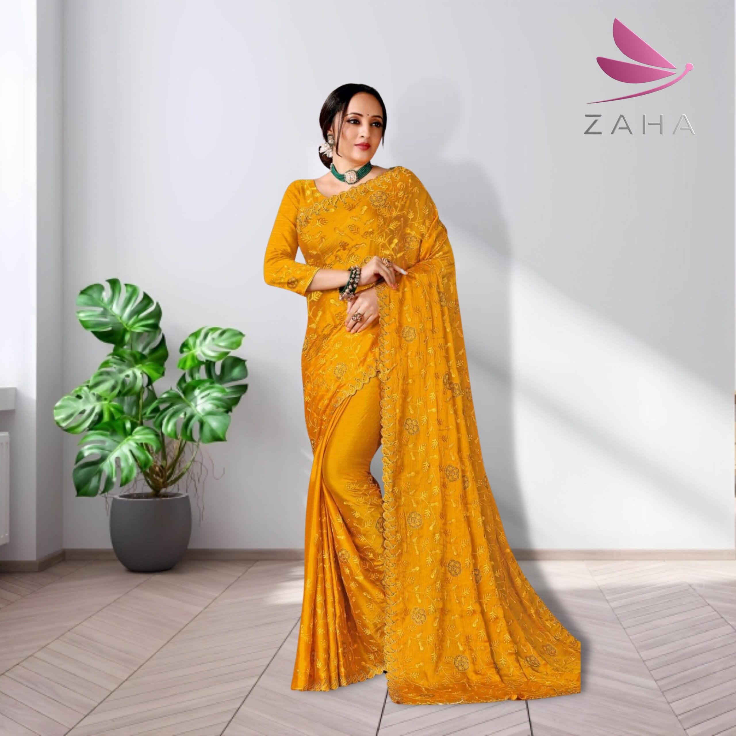 Satin Chiffon Shiroshke Heavy Zarkan Work Sarees