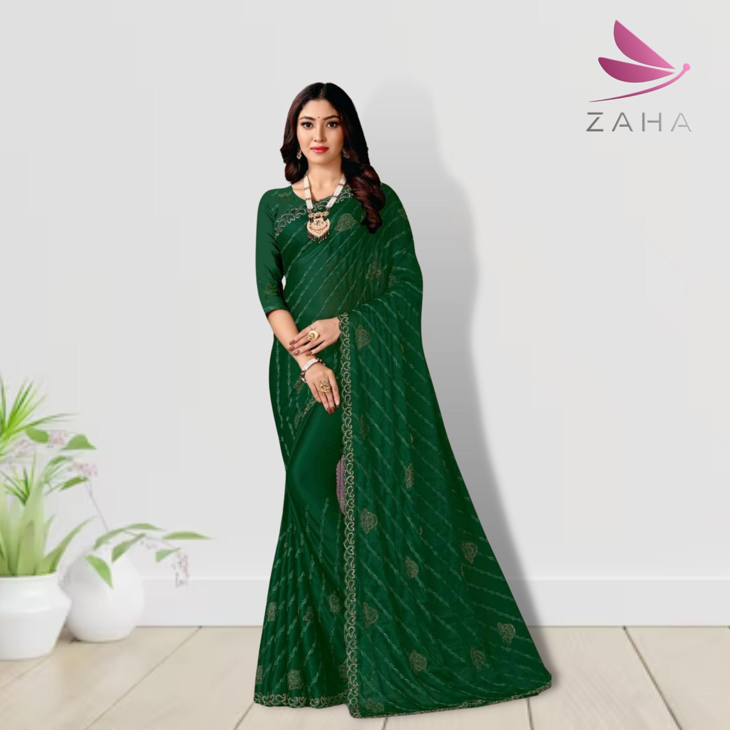 Satin Chiffon Shiroshke Heavy Zarkan Work Sarees